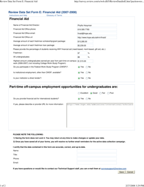 Financial Aid Data Form