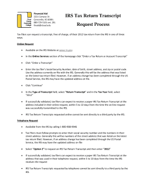 IRS Tax Return Transcript Request