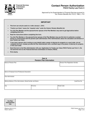 Ontario FSCO Family Law Form 3