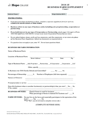 Business Farm Supplement Form