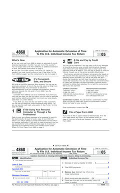 Form 4868 Application for Automatic Extension of Time