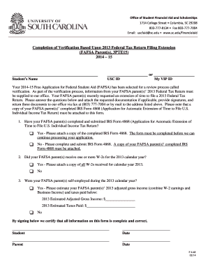 2014-15 FAFSA Verification Form