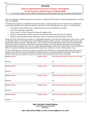 Petition to Stop San Francisco Natural Areas Program