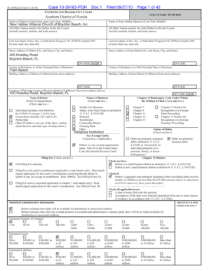 US Bankruptcy Voluntary Petition Form