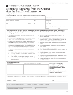 Petition to Withdraw from the Quarter