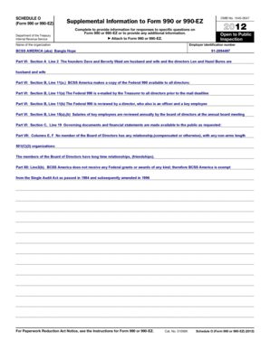 Schedule O Form 990 or 990-EZ Supplemental Information