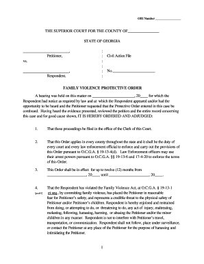 Georgia Family Violence Protective Order