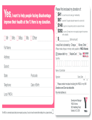YMCA Victoria Donation Form