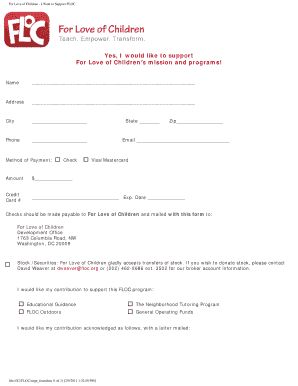 For Love of Children Donation Form