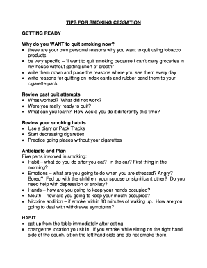 Fillable Online TIPS FOR SMOKING CESSATION Fax Email Print - pdfFiller