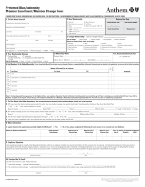 Anthem Blue Cross and Blue Shield Member Enrollment Form