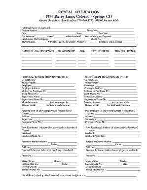 Rental Application Form