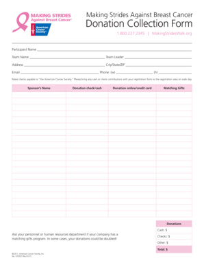 Making Strides Against Breast Cancer Donation Form