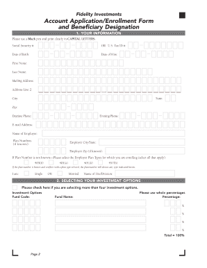 Fidelity Investments Account Application and Beneficiary Designation Form