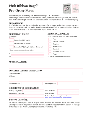 Pink Ribbon Bagel Pre-Order Form