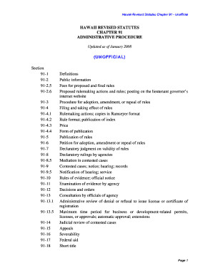 Fillable Online Hawaii Revised Statutes Chapter 91 - Unofficial Fax ...