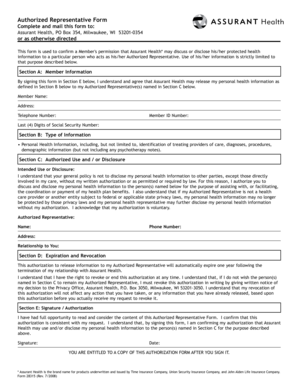 Authorized Representative Form