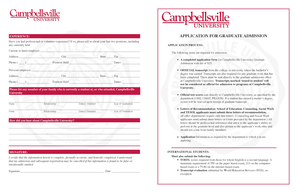 Campbellsville University Graduate Admission Application