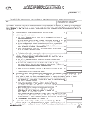 New Hampshire Corporate Business Profits Tax Schedule R