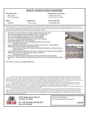 Roof Inspection Report