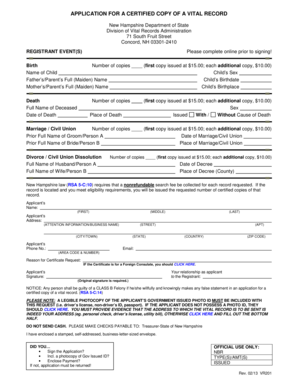 New Hampshire Vital Record Application