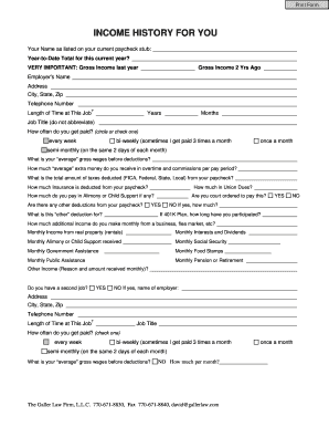 Income History Form