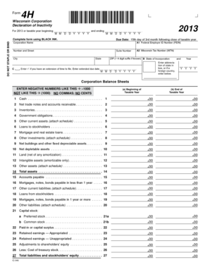 Wisconsin Corporation Declaration of Inactivity Form 4H