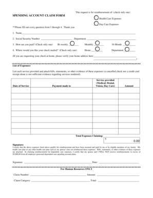 Spending Account Claim Form