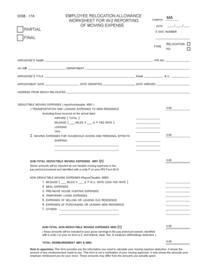 Employee Relocation Allowance Worksheet