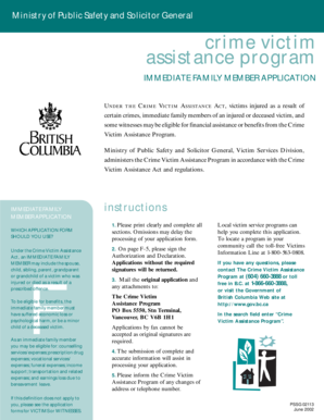 Crime Victim Assistance Immediate Family Member Application