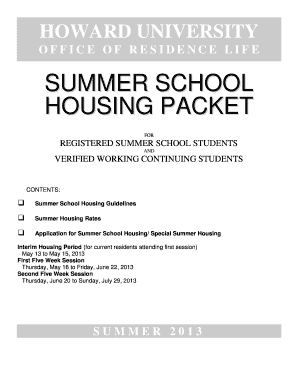 Howard University Summer School Housing Application
