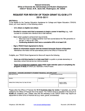 TEACH Grant Agreement to Serve