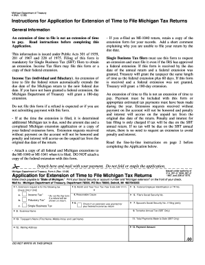 Michigan Tax Return Extension Application