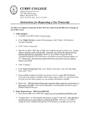 IRS Tax Transcript Request Instructions