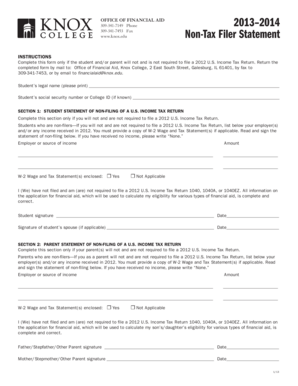 Non-Tax Filer Statement