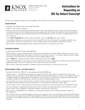 IRS Tax Return Transcript Request Instructions