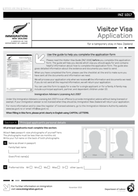 Visitor Visa Application for New Zealand