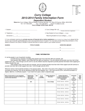 Curry College Family Information Form
