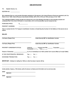 1099 Certification Form