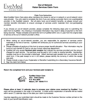 Out of Network Vision Services Claim Form