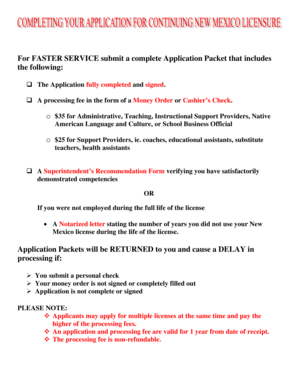 New Mexico Continuing Licensure Application