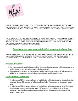 New Mexico Endorsement Application