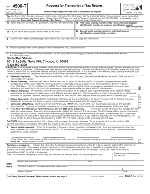 IRS Form 4506-T Request for Transcript of Tax Return