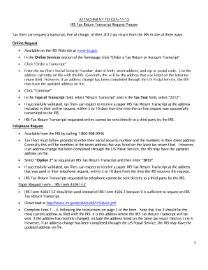 IRS Tax Return Transcript Request