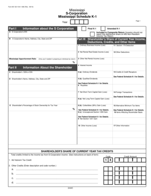 Mississippi S-Corporation Schedule K-1