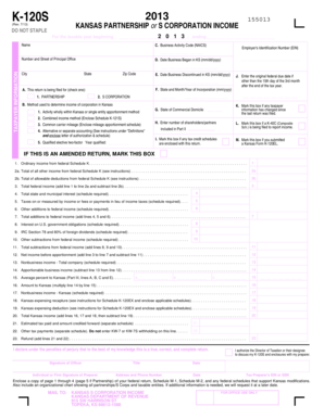 Kansas Partnership or S Corporation Income Tax Form K-120S