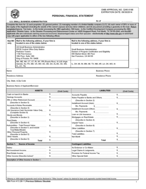 US Small Business Administration Personal Financial Statement