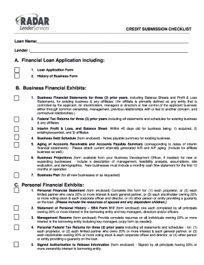 Credit Submission Checklist