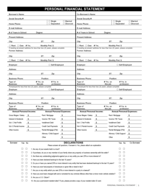 Personal Financial Statement Form