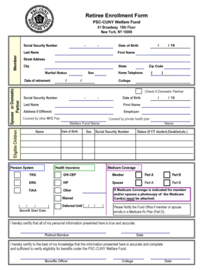PSC-CUNY Retiree Enrollment Form
